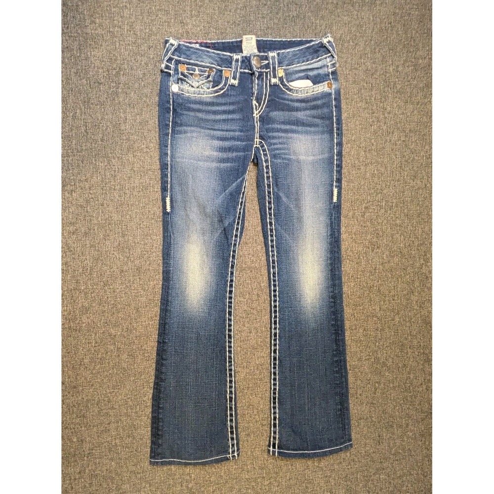 True Religion BILLY SUPER Stich Bootcut Jeans Size 27 Women's Blue Denim Pants